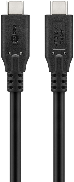 USB-C <-> USB-C - 1.5m - 240 Watt Power Delivery - USB 4.0 / Thunderbolt 4 - Sort