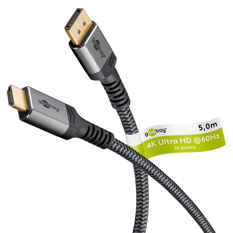 Goobay DisplayPort 1.2 til HDMI 2.0 Adapter 4K 60Hz 5 m Sølv